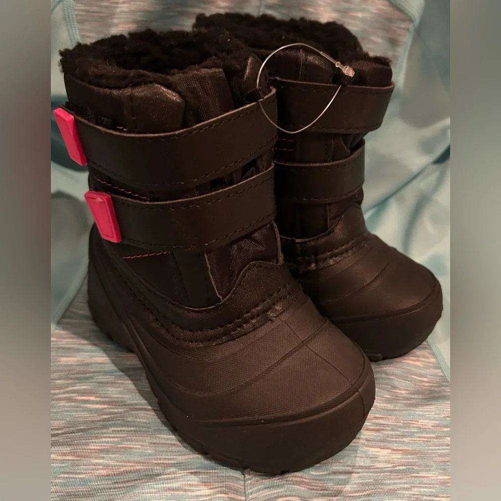 WONDER NATION Snow Winter Boots Velcro straps Toddler Girl sz 7 NEW